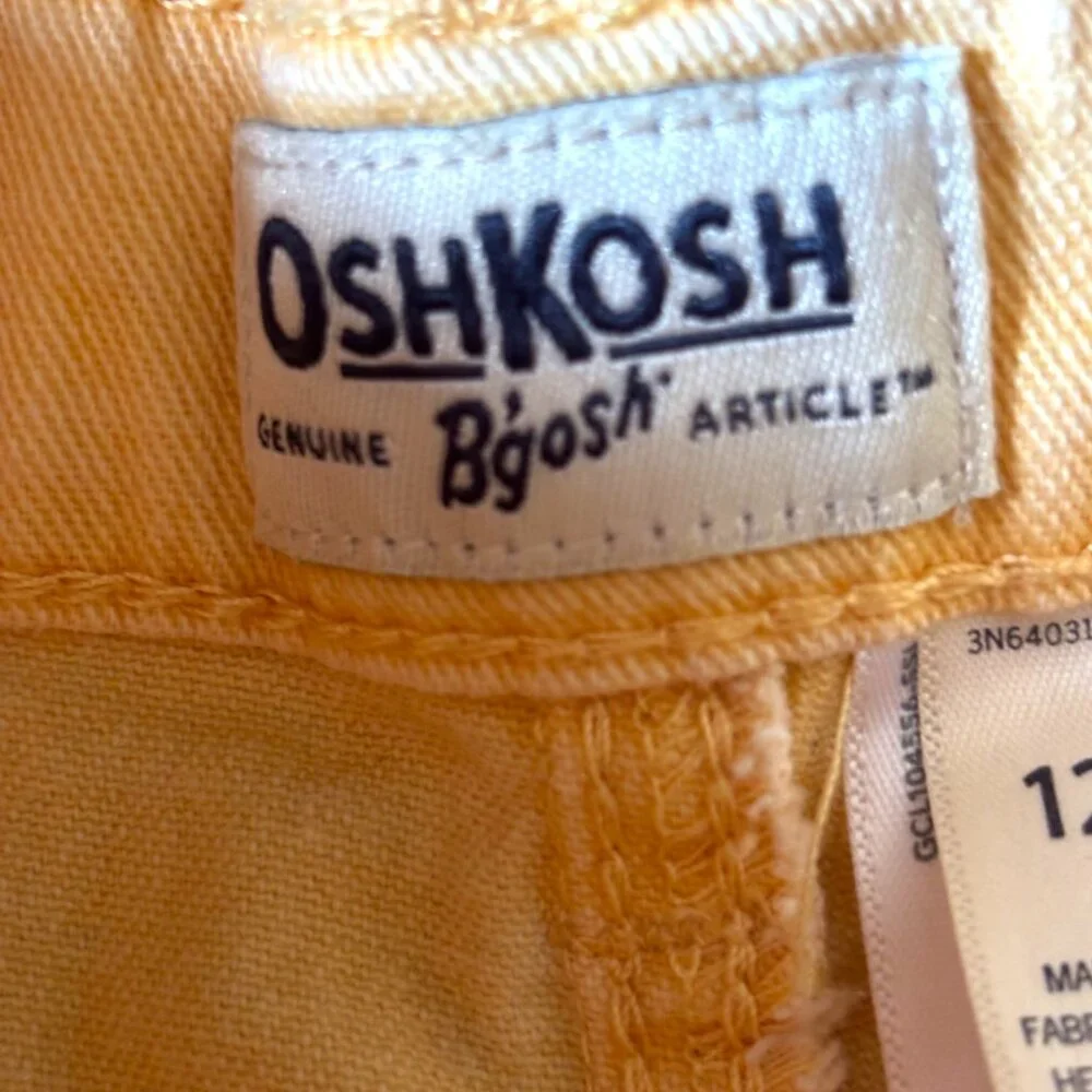 Oshkosh‎ B'Gosh girl's Cut Off Jean Shorts Size 12 Yellow Adjustable Waist